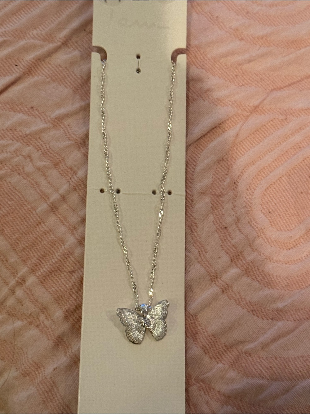 Sparkling Silver Butterfly Pendant Necklace - Women's Jewelry